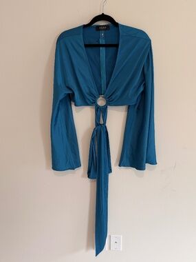 Akira long sleeve satin hardware cropped top